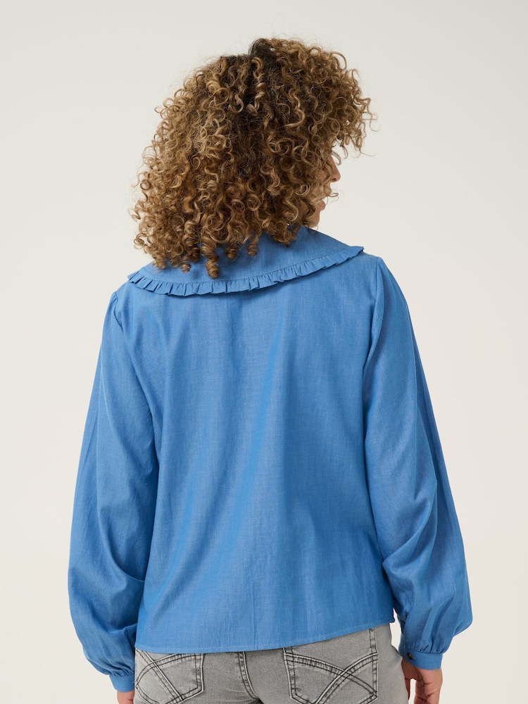 Cream Blue CRKami Casual Collar 100% Cotton Shirt - Image 4 of 6