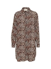 Cream Trendy Leopard Print Shirt Black Dress - Image 5 of 6