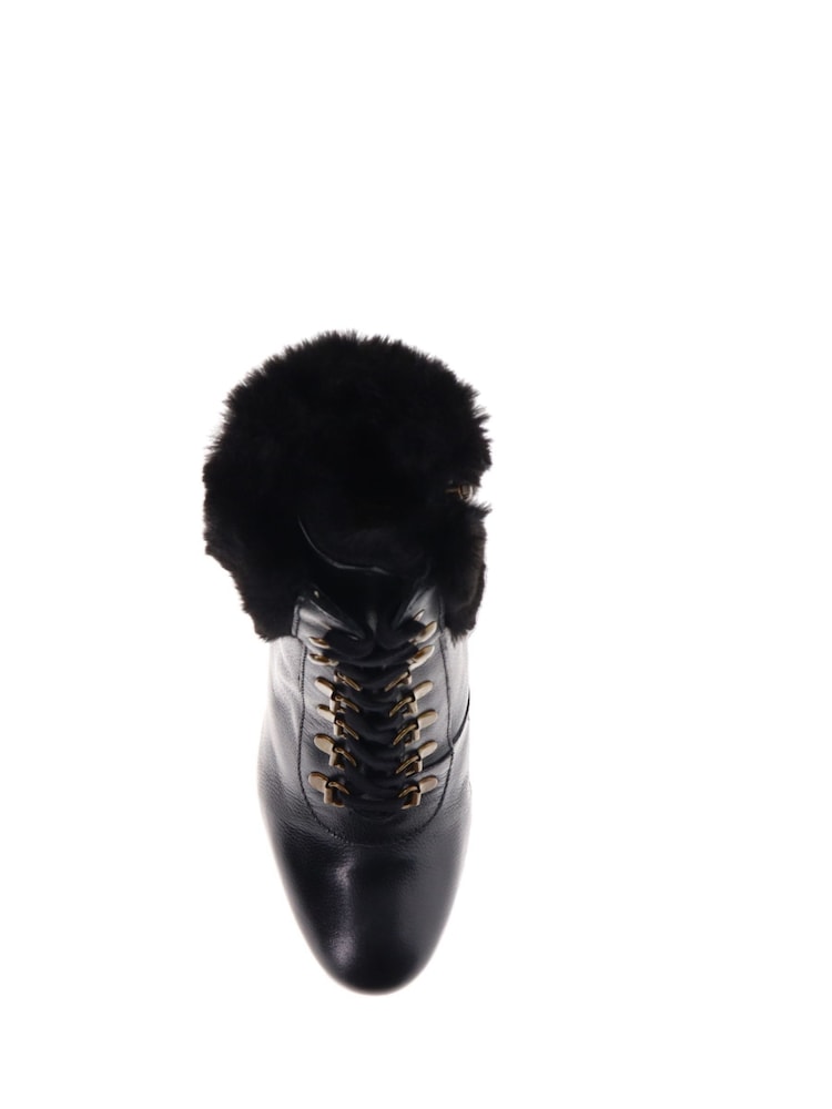 Jones Bootmaker Kelsie Black Faux Fur-Cuffed Ankle Boots - Image 5 of 5
