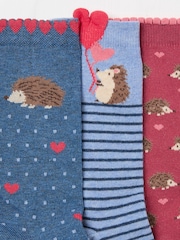 FatFace Navy Hedgehog 3 Pack Women's Socks - Image 2 of 2