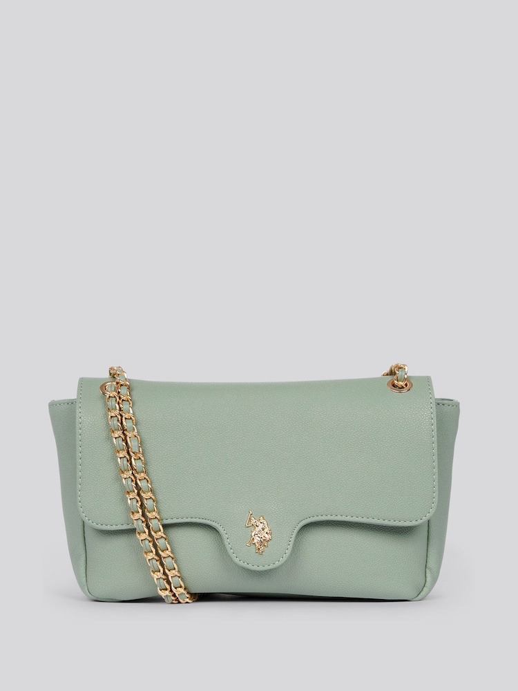U.S. Polo Assn. Green Womens Jones Flap Cross-Body Chain Bag - Image 1 of 6
