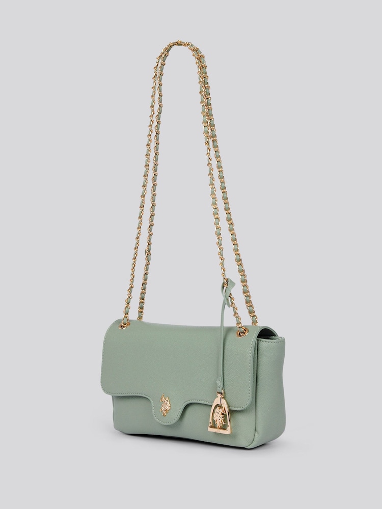 U.S. Polo Assn. Green Womens Jones Flap Cross-Body Chain Bag - Image 2 of 6