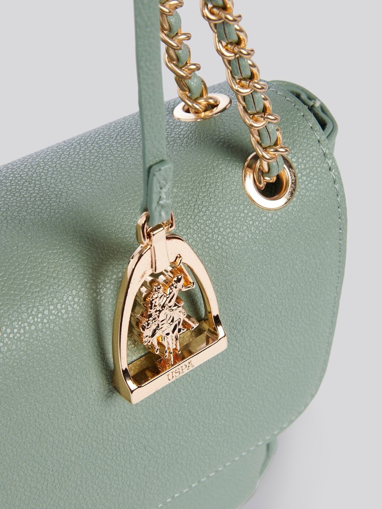 U.S. Polo Assn. Green Womens Jones Flap Cross-Body Chain Bag - Image 6 of 6