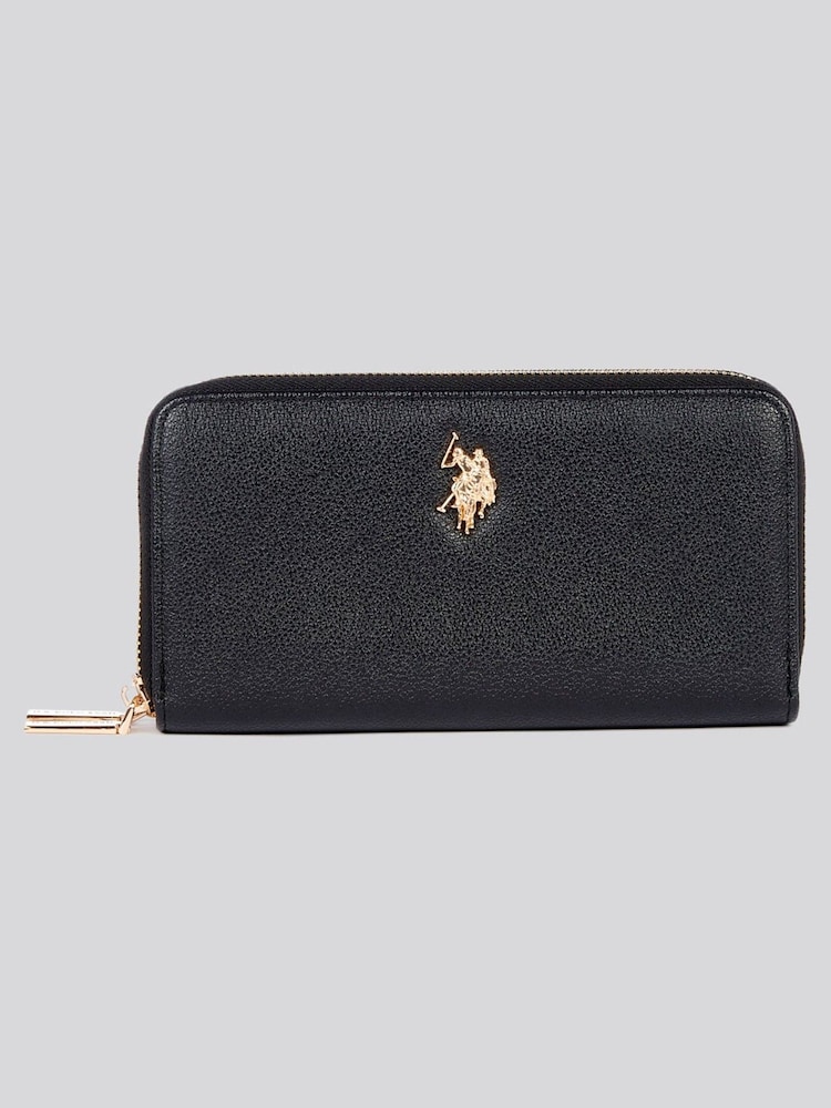 U.S. Polo Assn. Black Womens Large D-Zip Wallet - Image 1 of 5
