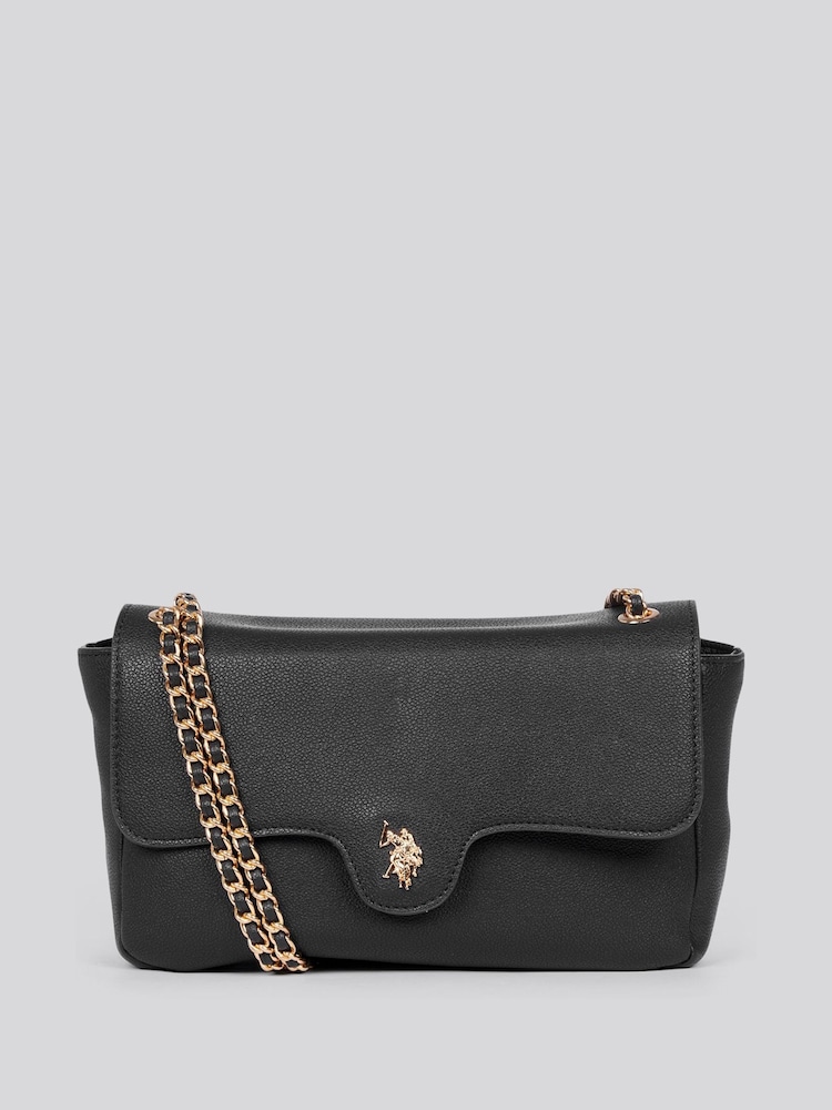 U.S. Polo Assn. Black Womens Jones Flap Cross-Body Chain Bag - Image 1 of 6