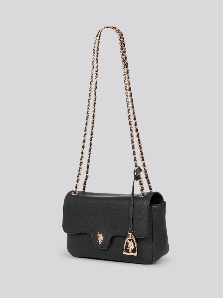 U.S. Polo Assn. Black Womens Jones Flap Cross-Body Chain Bag - Image 2 of 6