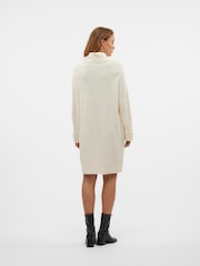 VERO MODA Cream Long Sleeve Cowlneck Mini Knitted Jumper Dress - Image 2 of 4