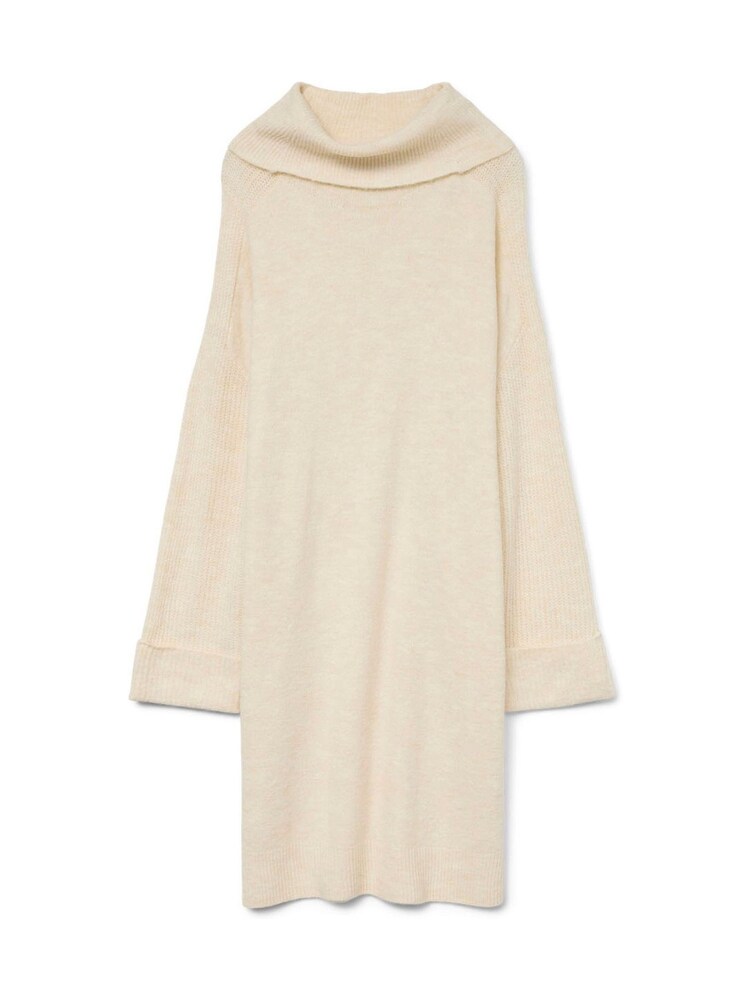 VERO MODA Cream Long Sleeve Cowlneck Mini Knitted Jumper Dress - Image 5 of 5