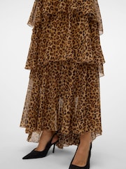VERO MODA Black Leopard Halter Neck Tiered Ruffle Maxi Dress - Image 3 of 8