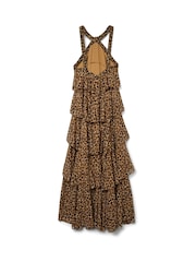 VERO MODA Black Leopard Halter Neck Tiered Ruffle Maxi Dress - Image 8 of 8