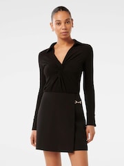 Forever New Black Emilia Twist Front Crepe Shirt - Image 1 of 5