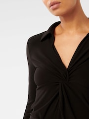 Forever New Black Emilia Twist Front Crepe Shirt - Image 3 of 5
