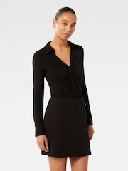 Forever New Black Emilia Twist Front Crepe Shirt - Image 4 of 5