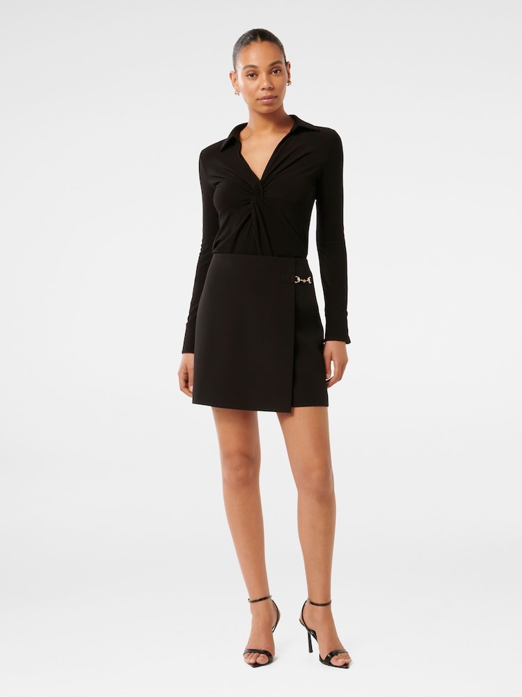 Forever New Black Emilia Twist Front Crepe Shirt - Image 5 of 5