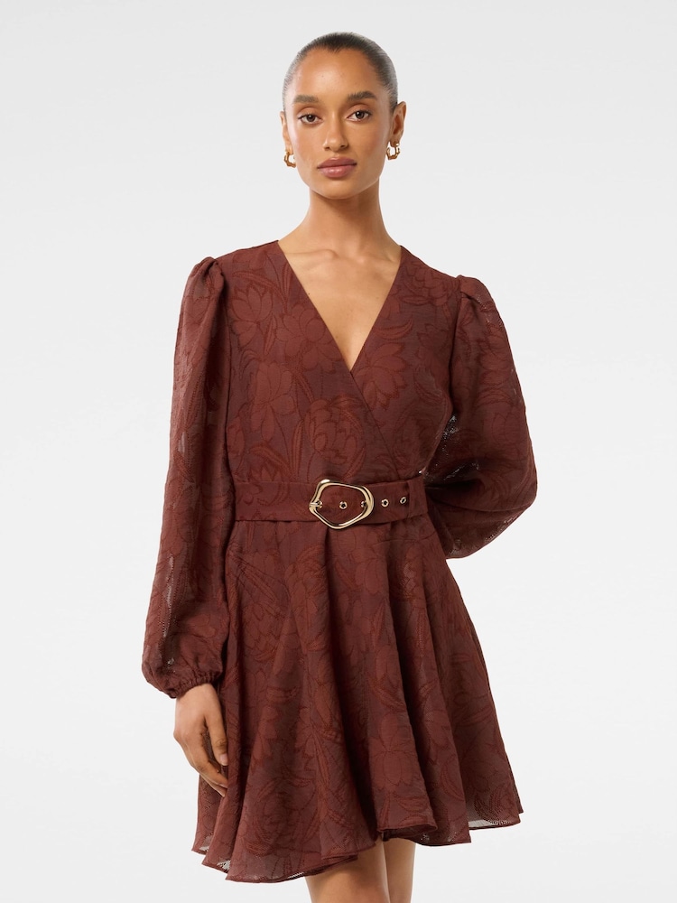 Forever New Red Amila Petite Belted Godet Mini Dress - Image 1 of 5