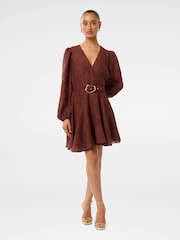 Forever New Red Amila Petite Belted Godet Mini Dress - Image 5 of 5
