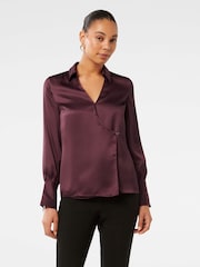 Forever New Purple Minnie Wrap Shirt - Image 1 of 5