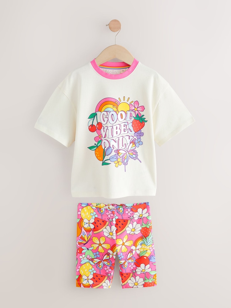 Little Bird by Jools Oliver Rainbow Short Sleeve T-Shirt and Cycling Shorts Set - Bild 1 von 6 Little Bird by Jools Oliver Rainbow Short Sleeve T-Shirt and Cycling Shorts Set - Bild 1 von 6