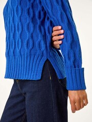 Roman Blue V-Neck Cable Knit Jumper - Image 3 of 5