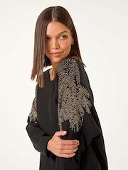 Roman Black Leaf Hotfix Batwing Knit Jumper - Image 1 of 5