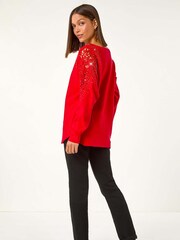 Roman Red Diamante Sleeve Knit Jumper - Image 5 of 5