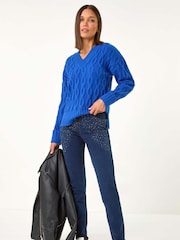 Roman Blue Shimmer Hotifix Trim Leggings - Image 2 of 5