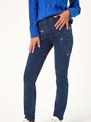 Roman Blue Shimmer Hotifix Trim Leggings - Image 4 of 5