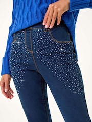 Roman Blue Shimmer Hotifix Trim Leggings - Image 5 of 5