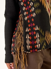 Roman Black Pattern Fringe Jumper - Image 6 of 6