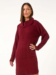Roman Red Roll Neck Knitted Jumper Dress - Image 1 of 5