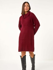 Roman Red Roll Neck Knitted Jumper Dress - Image 3 of 5
