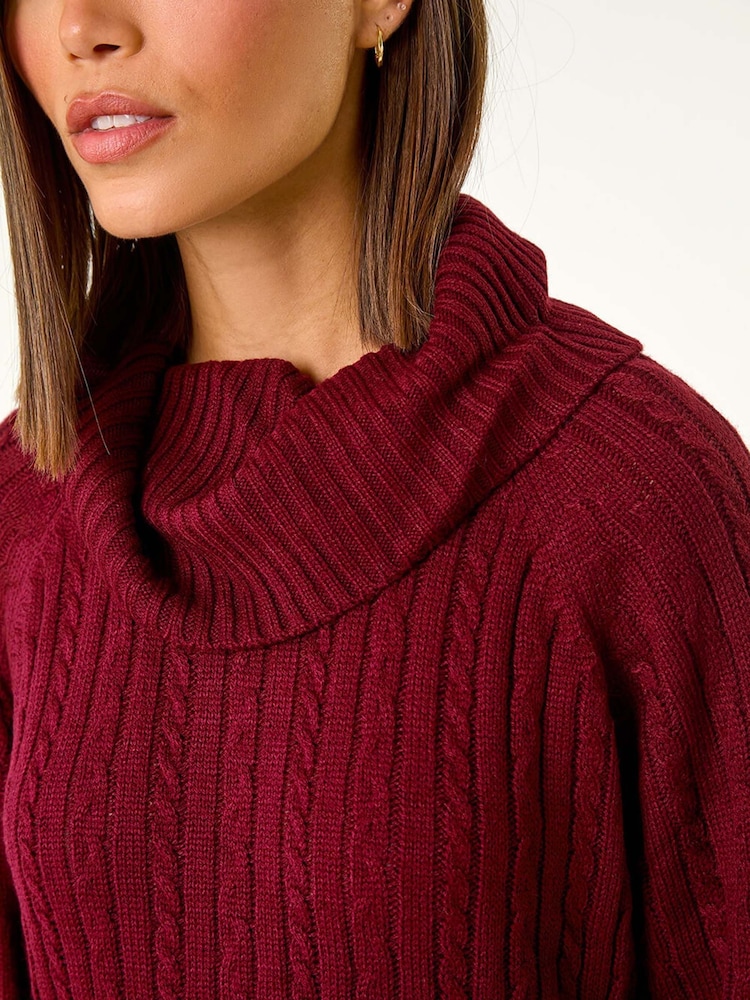 Roman Red Roll Neck Knitted Jumper Dress - Image 5 of 5