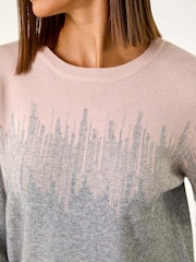 Roman Pink Hotfix Colour Block Knitted Jumper - Image 5 of 5
