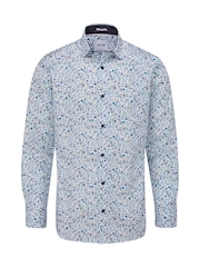 Skopes White Multi Floral Tailored Fit Luxury Formal 100% Cotton Shirt - Image 4 of 6