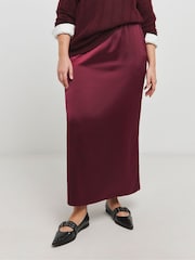 Simply Be Red Satin Maxi Skirt - Image 2 of 5