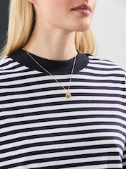 Navy/Ecru Slouch Fit Long Sleeve Top - Image 4 of 6