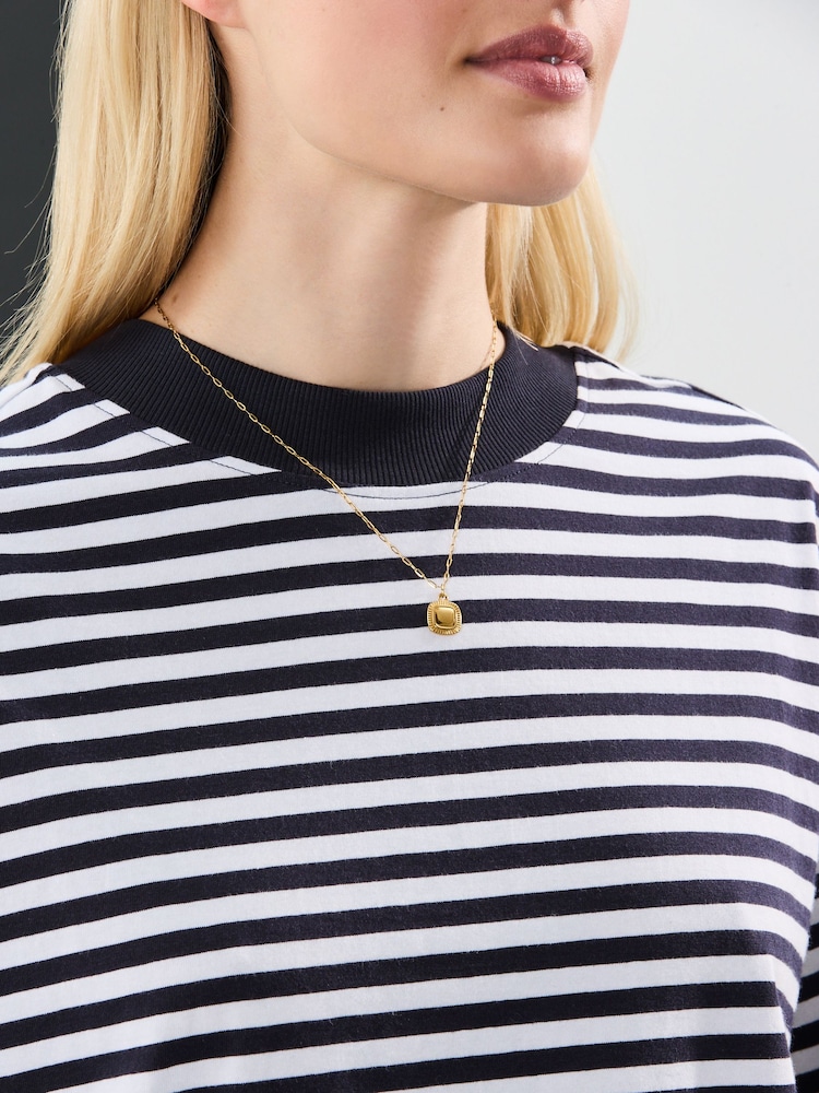 Navy/Ecru Slouch Fit Long Sleeve Top - Image 4 of 6