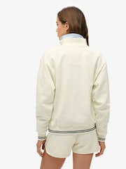 Crema - Superdry Country Club Loose Fit Half Zip Sweat Top - Imagen 2 de 6