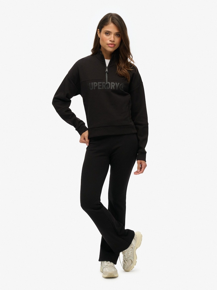 Superdry Black Green Active Tech Logo Relaxed Half Zip Sweatshirt - Image 3 of 6