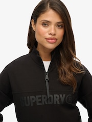 Superdry Black Green Active Tech Logo Relaxed Half Zip Sweatshirt - Image 4 of 6