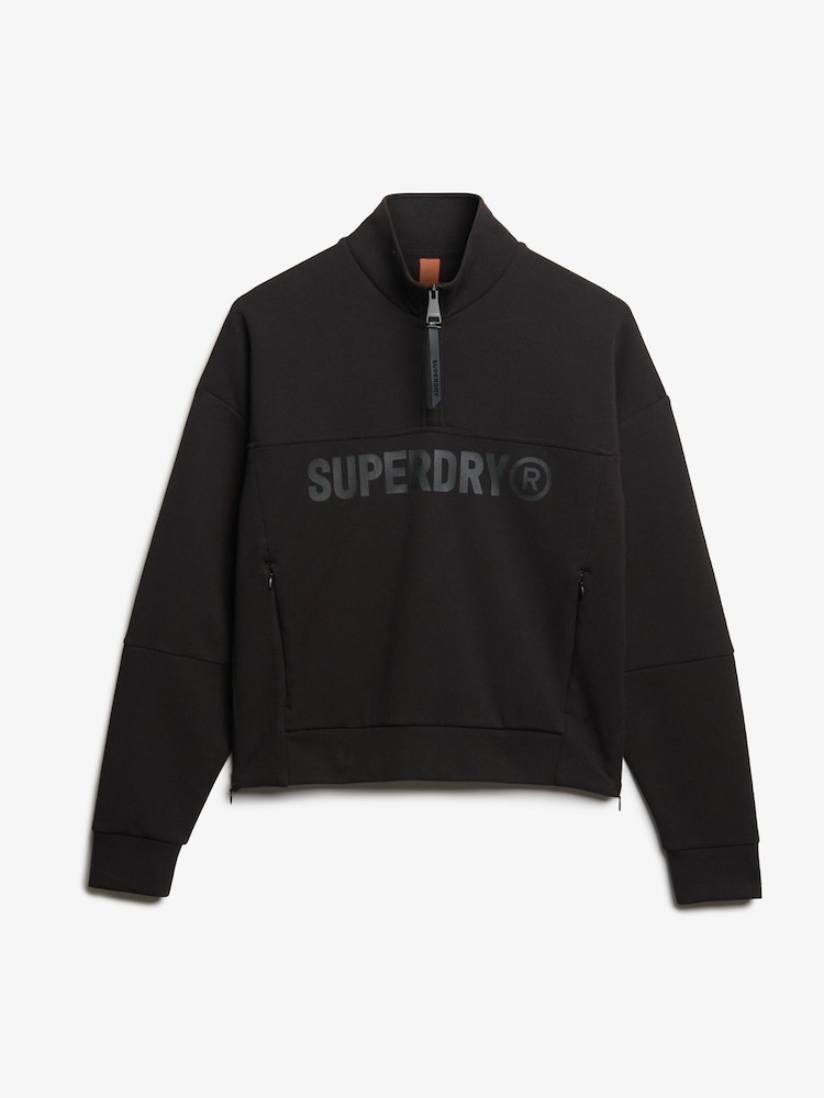 Superdry Black Green Active Tech Logo Relaxed Half Zip Sweatshirt - Image 5 of 6