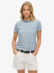 Superdry Blue Essential Logo Slim Fit T-Shirt - Image 1 of 6
