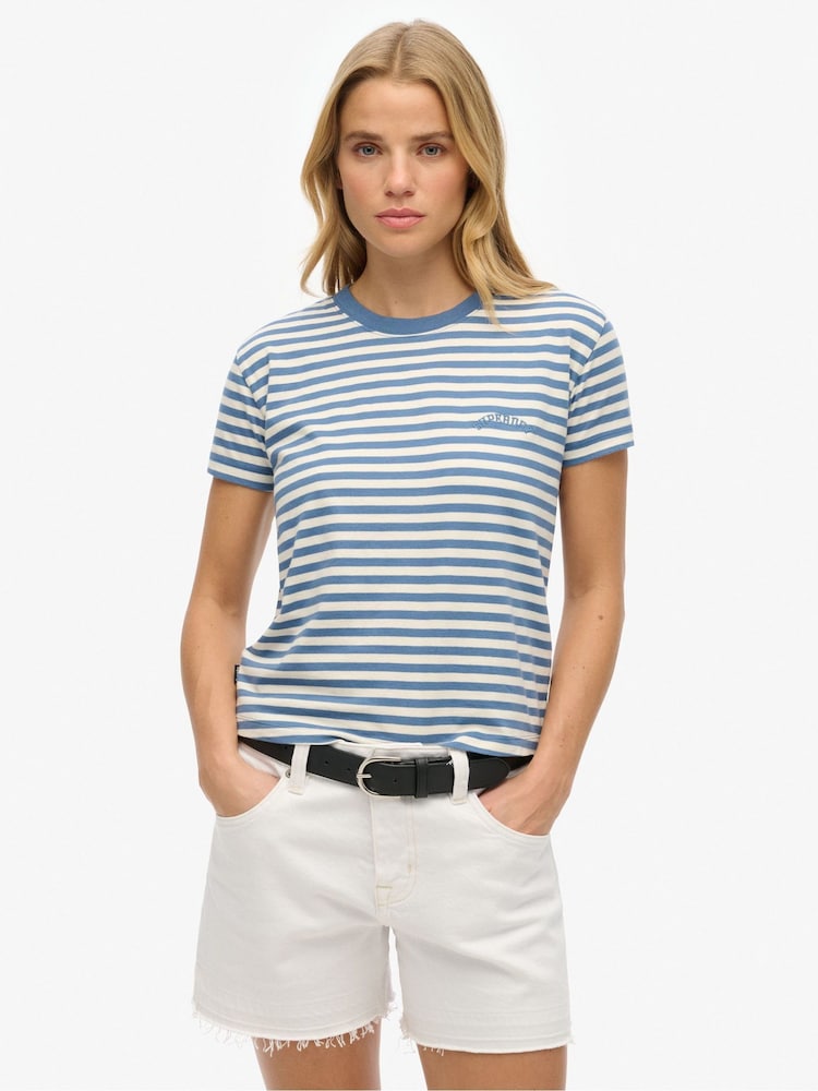 Superdry Blue Essential Logo Slim Fit T-Shirt - Image 1 of 6