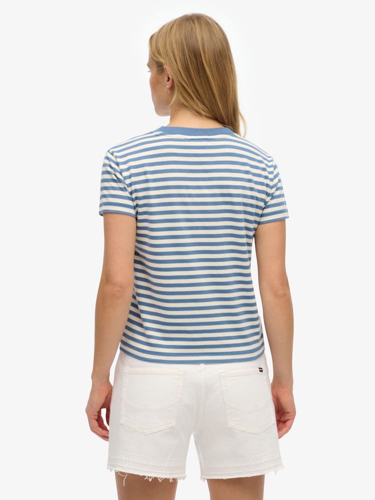 Superdry Blue Essential Logo Slim Fit T-Shirt - Image 2 of 6
