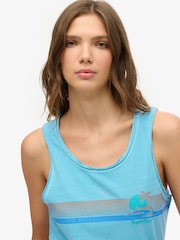 Superdry Blue 100% Cotton Outdoor Stripe Scoop Neck Tank - Image 2 of 6