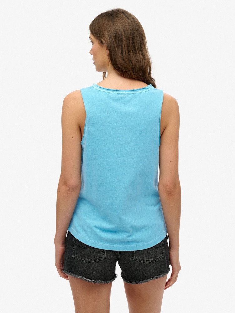Superdry Blue 100% Cotton Outdoor Stripe Scoop Neck Tank - Image 3 of 6