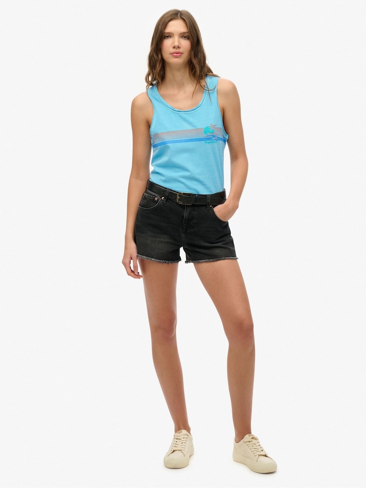 Superdry Blue 100% Cotton Outdoor Stripe Scoop Neck Tank - Image 4 of 6