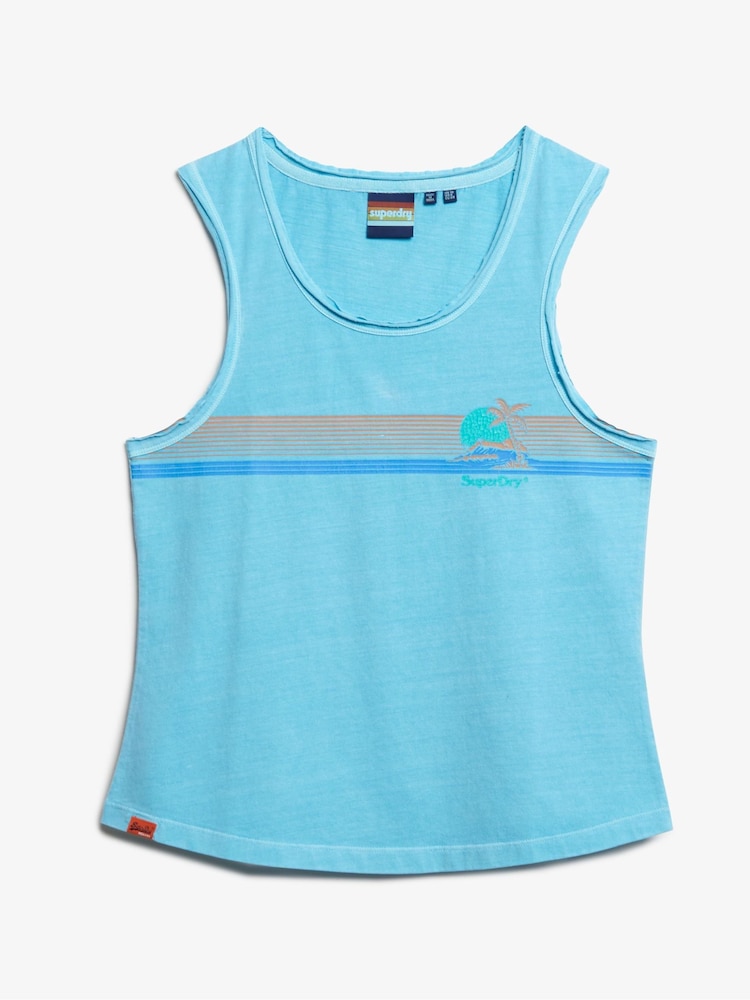Superdry Blue 100% Cotton Outdoor Stripe Scoop Neck Tank - Image 5 of 6