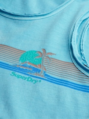 Superdry Blue 100% Cotton Outdoor Stripe Scoop Neck Tank - Image 6 of 6