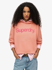 Superdry Pink Essential Logo 100% Cotton Hoodie - Image 1 of 6